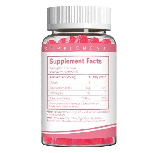 Potassium Gummies, Potassium Chloride 1000mg for Adults, Chewable Potassium Supplement for Women & Men, Support Leg Cramps & Muscle Health - Sugar Free, Vegan, 60 Count - görsel 6