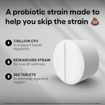 Akkermansia Muciniphila Probiotic Supplement 3 Billion CFU 240 Tablets - Supports Digestive & Gut Health - Vegan Friendly, Gluten Free, Non-GMO
