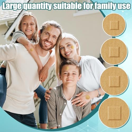 Funtery 100 Adhesive Spot Bandage 4 Sizes Round Flexible Fabric Adhesive Round Tan Non Latex Bandage for Wound Care and Hides Skin Spots Ideal for Small Incisions - görsel 4