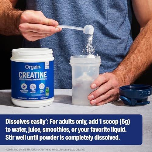 Orgain Creatine Monohydrate Micronized Powder, 100 Servings, Unflavored, Supports Muscle Growth, Post Workout Recovery and Brain Health, No Artificial Additives, for Men & Women (Packaging May Vary) - görsel 8