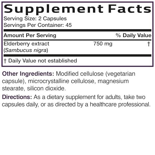 Bronson Elderberry Extra Strength, Supports Healthy Immune System & Antioxidant Protection, Non GMO, 90 Vegetarian Capsules - görsel 7