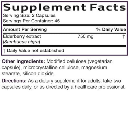 Bronson Elderberry Extra Strength, Supports Healthy Immune System & Antioxidant Protection, Non GMO, 90 Vegetarian Capsules