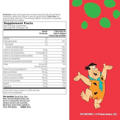 Flintstones Vitamins for Picky Kids + Iron, Kids Multivitamin Gummies with Vitamin C, D, E, B6 and Iron, Gummy Vitamins, Grape Flavored, 60 Gummies - görsel 7