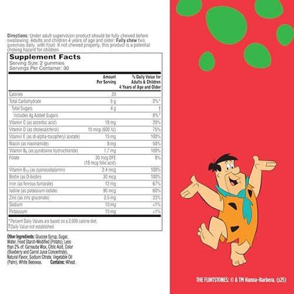 Flintstones Vitamins for Picky Kids + Iron, Kids Multivitamin Gummies with Vitamin C, D, E, B6 and Iron, Gummy Vitamins, Grape Flavored, 60 Gummies