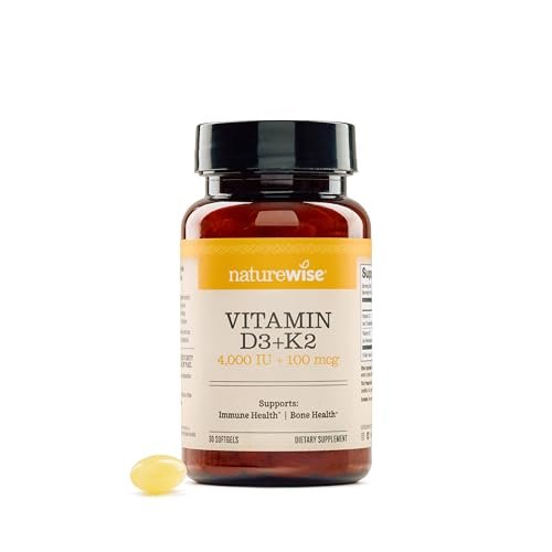 NatureWise Vitamin D3 4000IU + K2 (MK7) 100mcg with Organic Extra Virgin Coconut Oil - Supports Calcium Absorption, Bone & Immune Health - Non-GMO, Soy & Gluten-Free - 30 Softgels[1-Month Supply] - görsel 2
