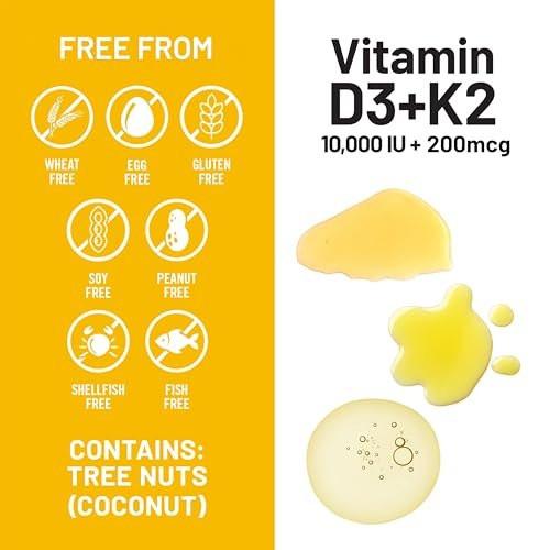 NatureWise Vitamin D3 10,000 IU Plus K2 (MK-7) 200 mcg with Organic Extra Virgin Coconut Oil - Supports Calcium Absorption, Bone, Heart & Immune Health - Non-GMO, Soy & Gluten-Free - 30 Softgels - görsel 14