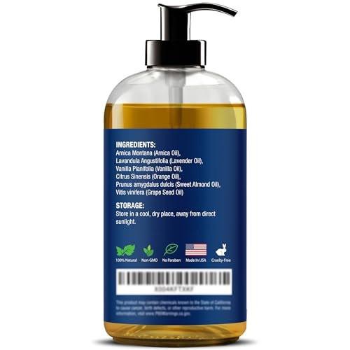 Lymphatic Drainage Massage Oil for Massage Therapy 8 fl oz - Refreshing and Relaxing - Natural Oils with Arnica, Vanilla and Lavender Oil - for Men and Women - Nexon Botanics - görsel 1