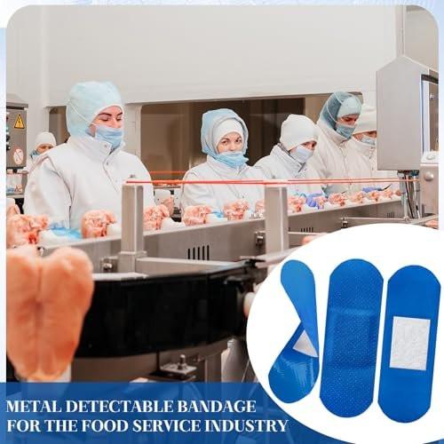 Geiserailie 200 Pcs Blue Bandages 3'' x 1'' Food Service Metal Detectable PE Waterproof Adhesive Bandages Bulk Sterile Processing Non Stick Pad Latex Free for First Aid & Wound Care Protection - görsel 8