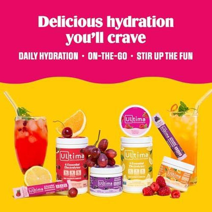 Ultima Replenisher Electrolyte Powder & Instant Tea Drink Mix – TeaFresher Variety, 16 Stickpacks – Sugar Free Electrolytes Hydration Packets with Fruit & Tea Fusions – Plant Based & Keto Friendly