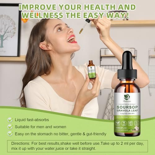 Lukaree Pure Soursop Graviola Leaf Extract for Immunity, Gut Health & Natural Energy Support – Soursop Bitters Liquid with Cold Extract – Vegan | Gluten-Free | 2 Fl Oz - görsel 5