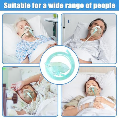 Geiserailie 2PCS L Oxygen Mask with 6.6 Ft Tubing and Adjustable Elastic Strap, Adult Oxygen Mask with Tubing, Breathing Masks for Face Adult