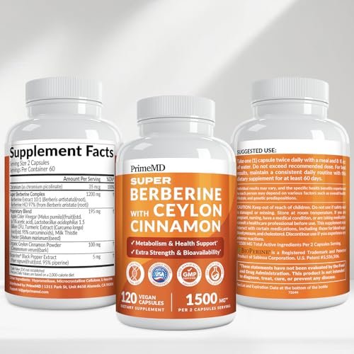 Super Berberine Supplement with Ceylon Cinnamon, BioPerine, Apple Cider, and Turmeric 1500mg - 8-in-1 Dihydroberberine Supplement for Overall Wellness and Balance Support, 120 ct - görsel 15