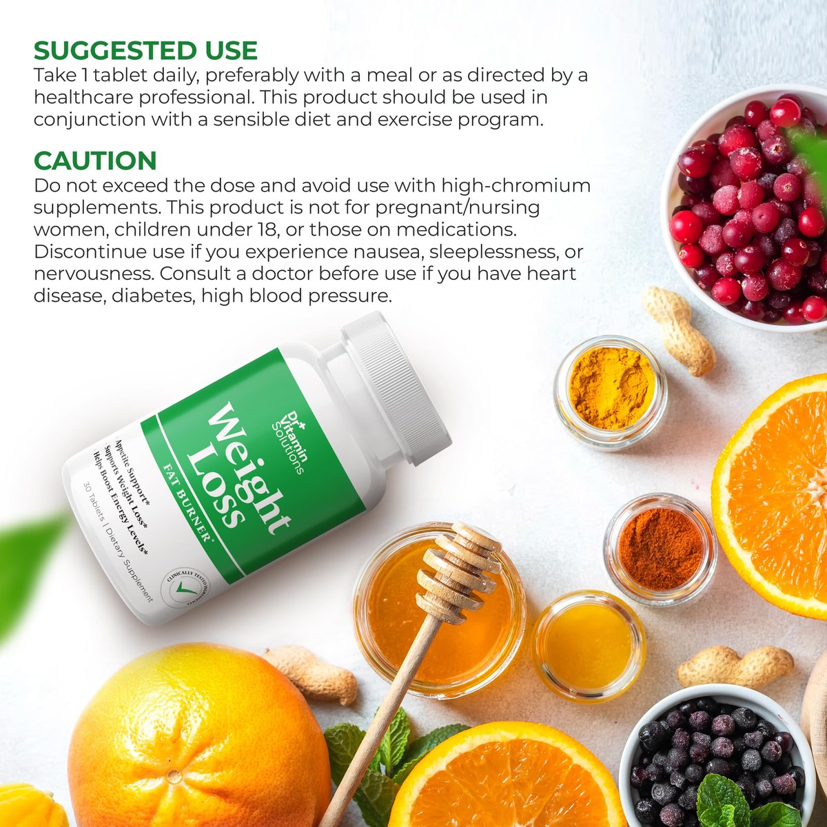 Fat Burner for Women & Men, Weight Loss & Appetite Suppressant Diet Pills, Thermogenic Metabolism Booster with Green Tea, Garcinia Cambogia, Chromium - Natural, Non-GMO - 30 Day Supply, Dr Vitamin - görsel 5