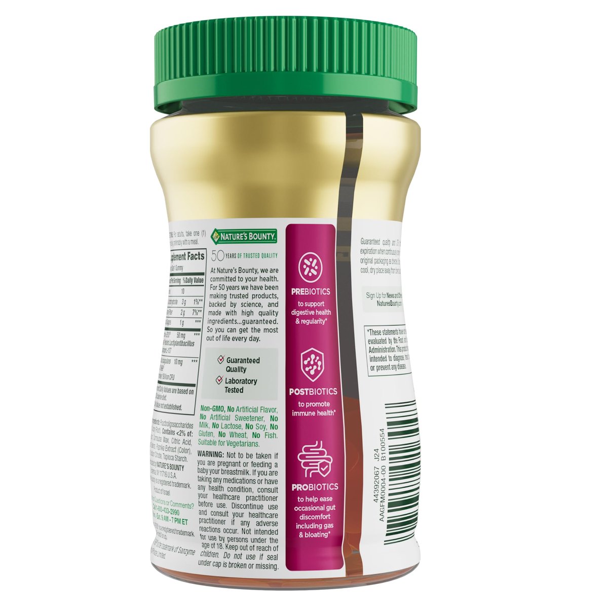 Nature’s Bounty Pre + Pro + Postbiotic Gummies for Digestive Health, Immune Support - Probiotic Gummies for Gut Health, Tropical Mango Flavor, 30 Ct - görsel 4