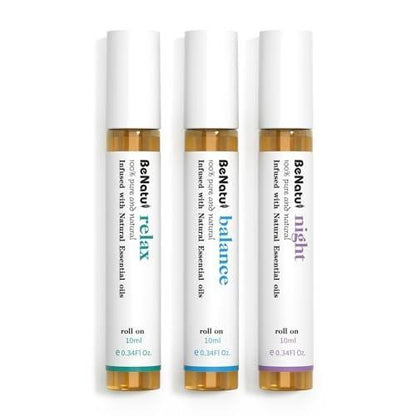 Essential Oil Set (Relax, Night, Balance), Aromatherapy Roll On Blends for Massage, Body Care & Home Use, Great Fragrance Gift for Men & Women Relaxation