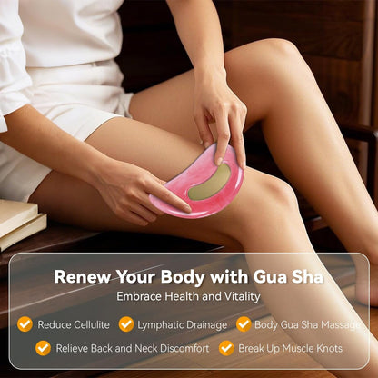 FDKJEJC Body Gua Sha Tool Cellulite Guasha Tool for Body Body Massage Tools (Natural Resin) Lymphatic Drainage Tool Guasha Tool for Face, Back, Legs, Women's Body Shaping Tools (Pink)