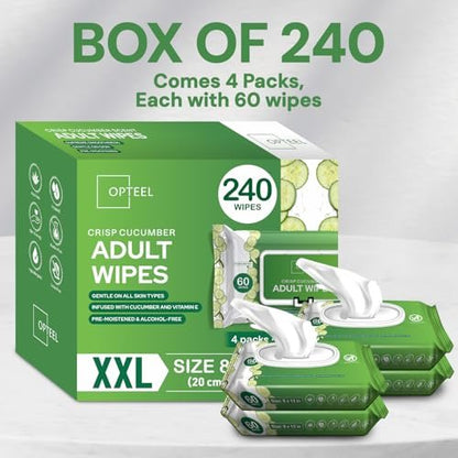 OPTEEL Adult Wipes Extra Large Scented - – Extra-Large Size: At 8x13 inches, these wipes are larger than standard – Image 1