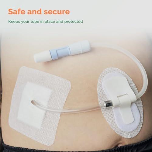 Split Drain Adhesive Bandages 4" x 4", 20Pcs PD Catheter Feeding Tube Pads G Tube Covers Foley Tubing Stabilization Device, Peritoneal Dialysis Accessories Catheter Patch Supplies - görsel 9