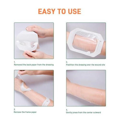 Transparent Film Dressing 6'' x 8'', 20 Packs Clear Waterproof Bandages for Wounds, Large Adhesive Patches Breathable Wound Cover for Post Surgical Shower Swimming Tattoo Aftercare IV Shield