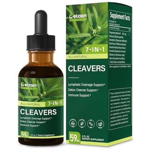 DetoxenNATURE Cleavers Herb Extract Organic Drops for Lymphatic Drainage Support, Detox Cleanse Support with Dandelion Horsetail. Health Herbal Supplements for Immune Support w/Elderberry Reishi.2 oz - görsel 4