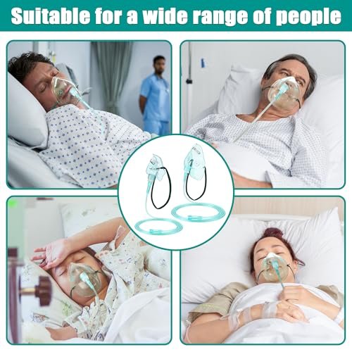 Geiserailie 2PCS M/L Oxygen Mask with 6.6 Ft Tubing and Adjustable Elastic Strap, Adult Oxygen Mask with Tubing, Breathing Masks for Face Adult - görsel 2