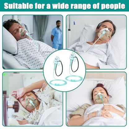 Geiserailie 2PCS Pediatric Elongated (M) Oxygen Mask with 6.6 Ft Tubing and Adjustable Elastic Strap