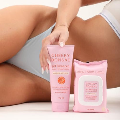 Cheeky Bonsai pH Balanced Feminine Wipes - Removes Odor - Gentle on Sensitive Skin - No Dyes or Parabens - Hypoallergenic - Gynecologist Approved - 30 Count