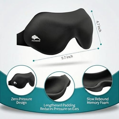 Eye Masks for Sleep Light Blocking: Lightweight 3D Contoured Sleep Mask for Men - Zero Pressure Blindfold Airplane Travel Essentials - Perfect for Night Shift Meditation College Dorm (Black)