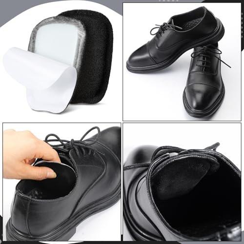 Shyyween 3 Pairs Shoe Tongue Pads Soft Suede Leather Self Adhesive Inserts for Men Women Handmade Elastic Foam Shoe Padding for Solves Loose Shoes Problem (Black, Size L) - görsel 3