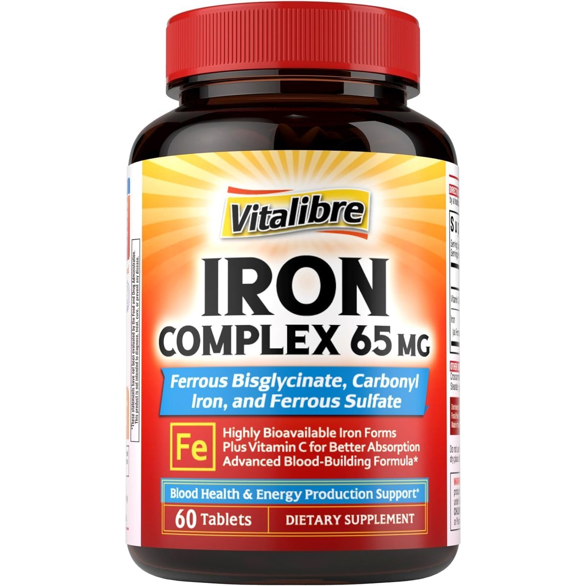 Iron Supplement, 3-in-1 65mg Iron Complex – Triple Iron Complex: Featuring ferrous bisglycinate (highly absorbable – Image 6