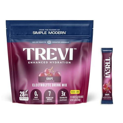 TREVI™ Everyday Sugar Free Electrolytes - Essential Drink Mix Hydration Powder Packets - 28 Count - Grape