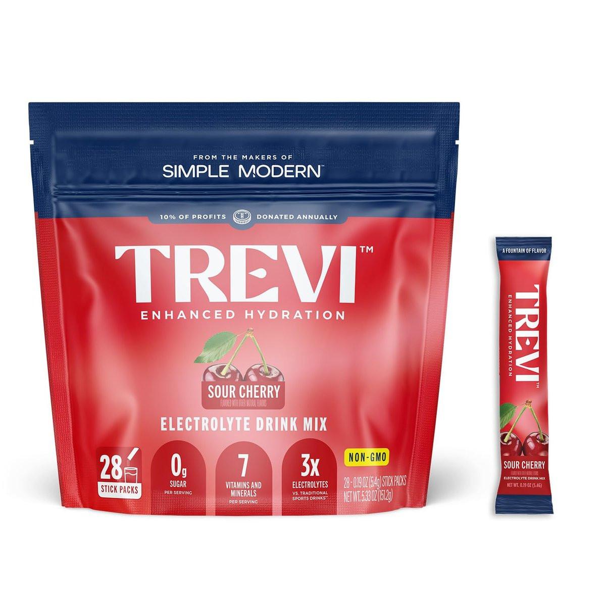 TREVI™ Everyday Sugar Free Electrolytes - Essential Drink Mix Hydration Powder Packets - 28 Count - Sour Cherry - görsel 7