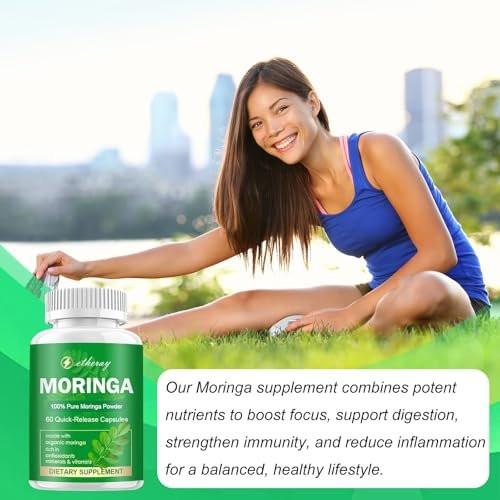Moringa Capsules, Pure Moringa Powder 800mg per Serving - Rich in Antioxidants Multi Minerals & Vitamins | Green Superfood - Natural & Vegan Supplement - 60 Capsules - görsel 16