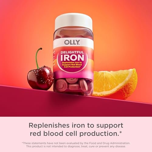 OLLY Delightful Iron Chewable Tablet, Iron Supplement from AB Fortis, Fruit Punch Flavored, 30 or 20 Day Supply - 60 Count - görsel 10
