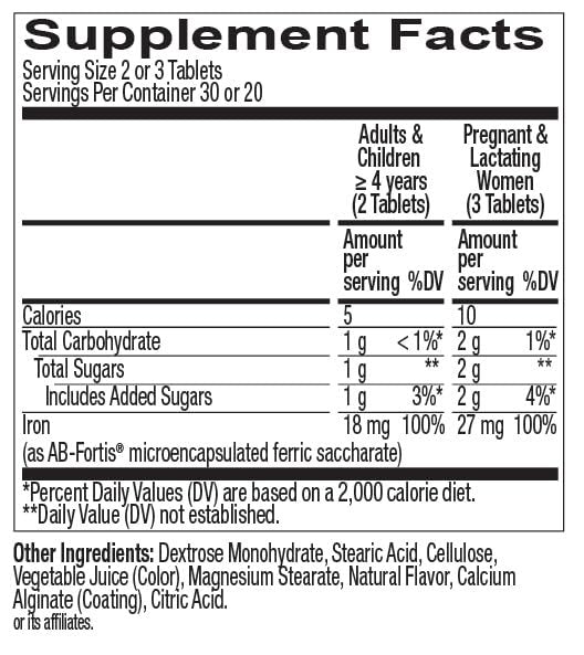 OLLY Delightful Iron Chewable Tablet, Iron Supplement from AB Fortis, Fruit Punch Flavored, 30 or 20 Day Supply - 60 Count - görsel 13