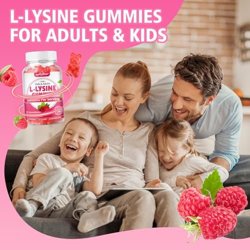 softbear L-Lysine Gummies for Adults & Kids, L Lysine 1000mg Chewable Lysine Supplement for Lips & Oral Health, Immune & Collagen Support, Vegan, Non GMO, Gluten-Free, Raspberry Flavor 60 Count - görsel 13