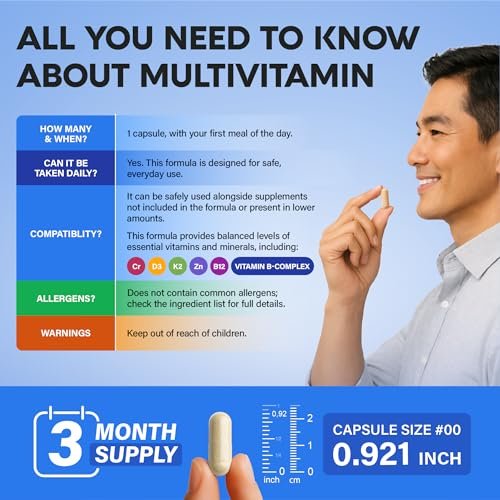 Multivitamin for Men - B-Complex | Whole Foods & Enzymes - Energy, Focus & Brain | Men's Health Complex - 46in1 Mens Multivitamin - Bioavailable & Gentle on Stomach - Lab Tested - 90 Capsules, 1/Day - görsel 6