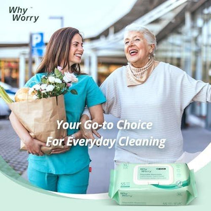 WhyWorry Wet Wipes for Adults, 8"x12" Extra – Disposable and Flushable : Designed for single use, these wipes are – Image 12