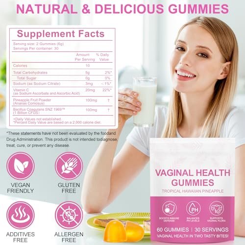 Onznoz Vaginal Probiotics for Women, PH Balance Gummies, Probiotics for Women Vaginal Health, Support Healthy Odor, Yeast Balance & Flora, Vaginal Health Supplement (60 Count) - görsel 4