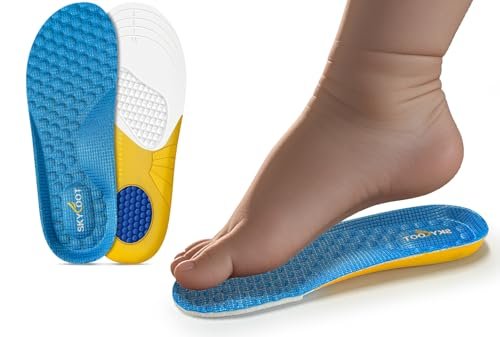 Skyfoot Shoe Insoles for Kids Worn Down Inserts Replacement, Comfy, Breathable, Cut to Fit Sturdy Shoe Soles for Child Sneakers (Blue - 1 Pair, Little Kids: 13-3) - görsel 2
