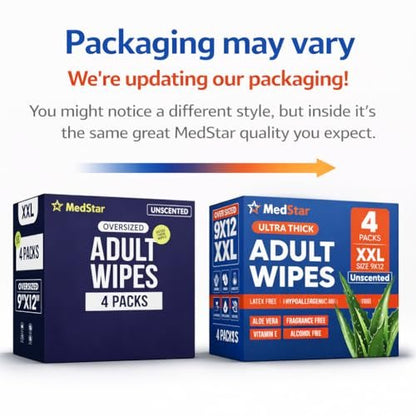 Adult Wipes for Elderly 4 Pack - Extra Large – Extra Large Size: Each wipe measures XXL, covering more surface – Image 1