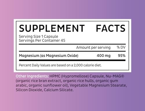 Zeal Naturals Magnesium Oxide Capsules 400mg – with NU-MAG® – Supports Calm Sleep, Muscle, Nerve & Digestive Health | Non-GMO, Third Party Tested | 45 Capsules - görsel 12