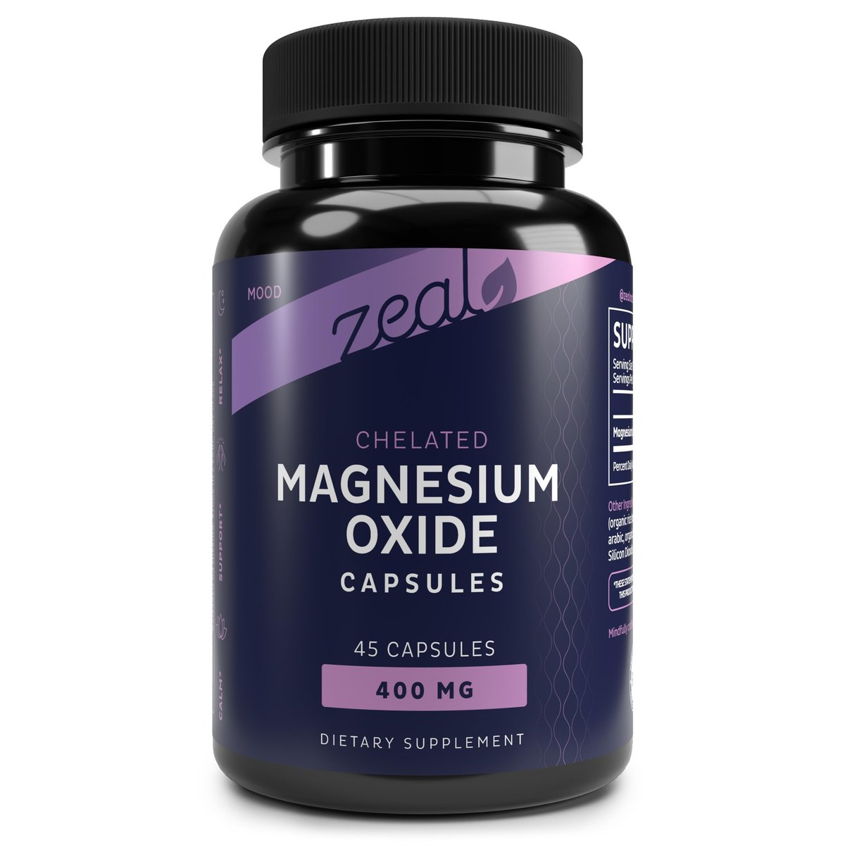 Zeal Naturals Magnesium Oxide Capsules 400mg – with NU-MAG® – Supports Calm Sleep, Muscle, Nerve & Digestive Health | Non-GMO, Third Party Tested | 45 Capsules - görsel 1