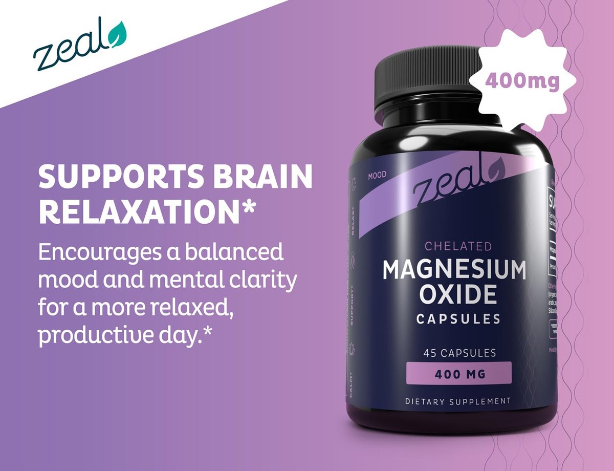 Zeal Naturals Magnesium Oxide Capsules 400mg – with NU-MAG® – Supports Calm Sleep, Muscle, Nerve & Digestive Health | Non-GMO, Third Party Tested | 45 Capsules - görsel 5