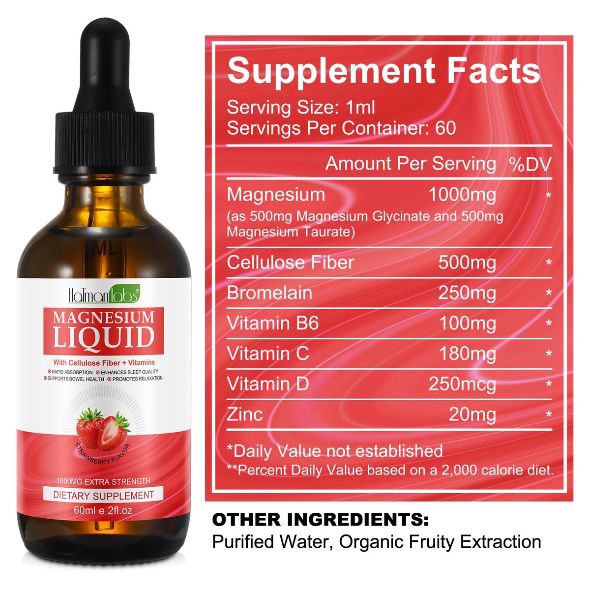 Magnesium Glycinate Liquid, High Absorption Magnesium Liquid, Magnesium Complex Drops with Vitamin B C D for Bone Health, Relaxation, Sleep, Heart Health, Muscles Support- Strawberry Flavor(2 Fl Oz) - görsel 16