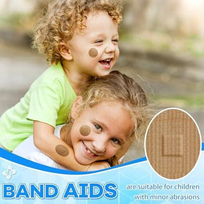 Geiserailie 120 Pcs Small Round Bandage Circle Oval Bandages for Face Fabric Adhesive Flexible Breathable Bandages for Small Wound Protection Care, 6 Sizes, 7/8'', 1'', 1.4'', 1.5 x 1.75''