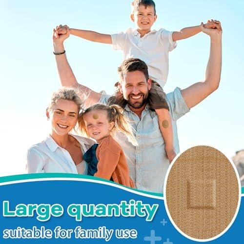 Geiserailie 200 Pcs Adhesive Small Spot Bandages Bulk Fabric Oval Flexible Adhesive Nose Face Bandages with Non Stick Pad Round Oval Square Strip for Skin Wound Care - görsel 8