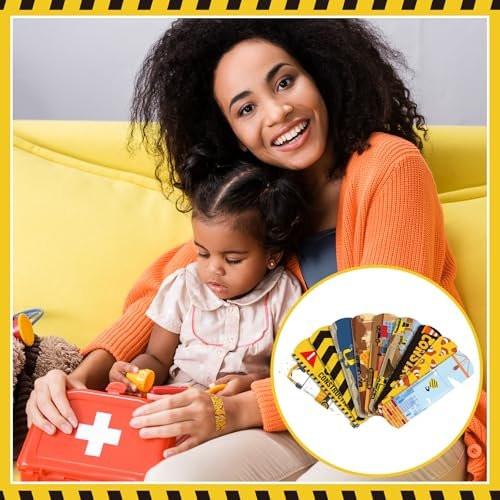 Panelee 120 Pcs Kids Dog Farm Animal Adhesive Bandages Monster Construction Trucks 20 Styles Puppy Cute Waterproof Breathable Bandages for Kids Girl Boy Children Toddler (Construction Trucks) - görsel 1