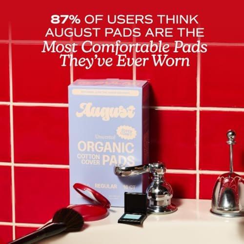 August Regular Cotton Menstrual Pads, 36-Pack Ultra Thin Pads with Wings, Hypoallergenic Sanitary Napkins with Organic Cotton Topsheet, Compostable Wrappers, Toxin Free, Fragrance Free - görsel 6