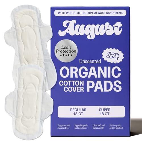 August Regular & Super Organic Pads for Women, 36 (18+18) Ultra Thin Pads with Wings, Hypoallergenic Sanitary Napkins with Organic Cotton Topsheet, Compostable Wrapper, Non-Toxic, Fragrance-Free - görsel 10